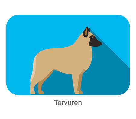 Breed dog standing on the ground, side, dog cartoon image seriesのイラスト素材