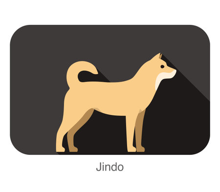 Jino breed dog standing on the ground, side, dog cartoon image seriesのイラスト素材