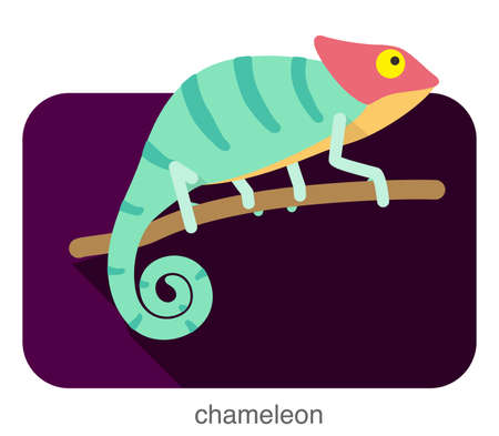 Chameleon flat icon design. Animal icons series.のイラスト素材