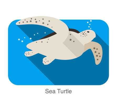 Sea Turtle swimming in the sea, flat illustration vectorのイラスト素材
