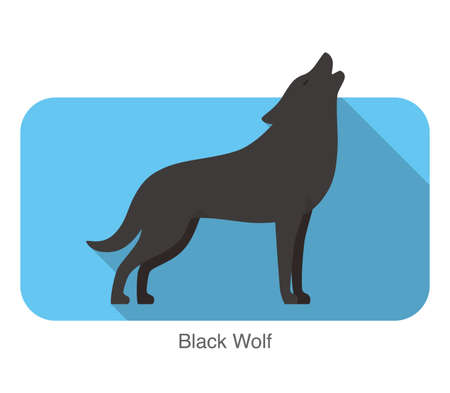 Black wolf standing and roaringのイラスト素材