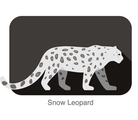 Snow Leopard walking side flat 3D icon designのイラスト素材
