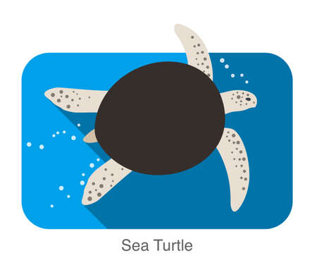 Sea Turtle swimming in the sea, flat illustration vectorのイラスト素材