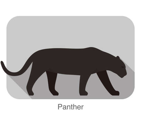 Panther walking side flat 3D icon designのイラスト素材