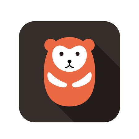 Cute monkey face and body flat design, vectorのイラスト素材