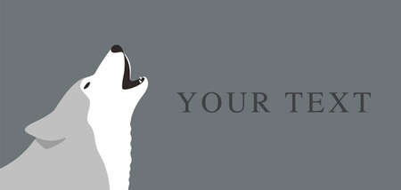 Gray wolf roaring, vector illustrationのイラスト素材