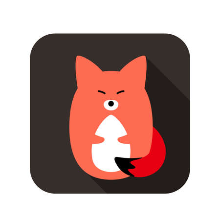 Cute red fox face and body flat design, vectorのイラスト素材