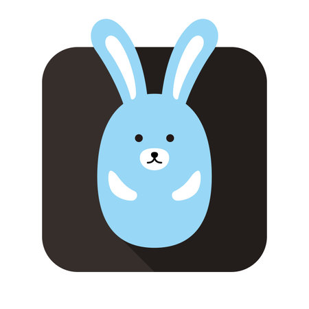 Cute rabbit face and body flat design, vectorのイラスト素材