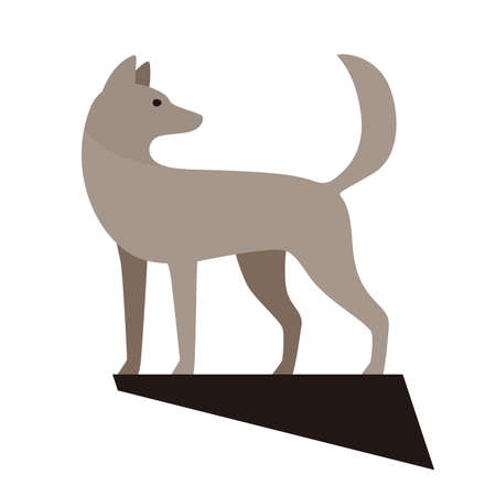 dog look back, raising its tailのイラスト素材