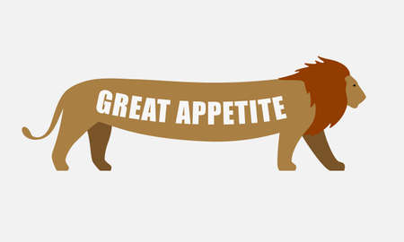 Lion walking with long tummy, side flat icon design, super capacityのイラスト素材