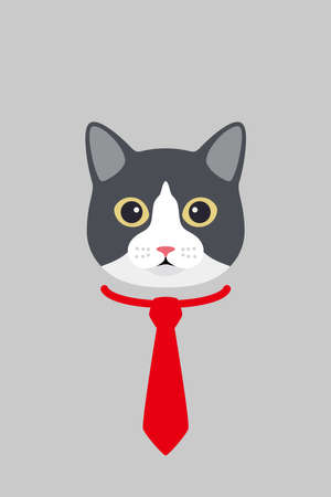 Manx cat gentlemen wear a tie, fashion portrait of catのイラスト素材
