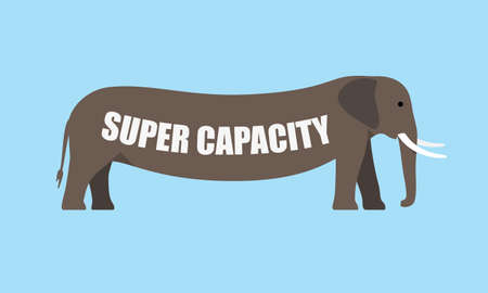 Elephant walking with long tummy, side flat 3D icon design super capacityのイラスト素材