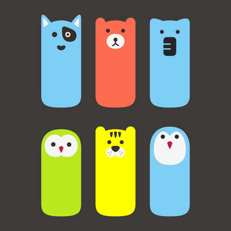 Animal face label icon design setのイラスト素材
