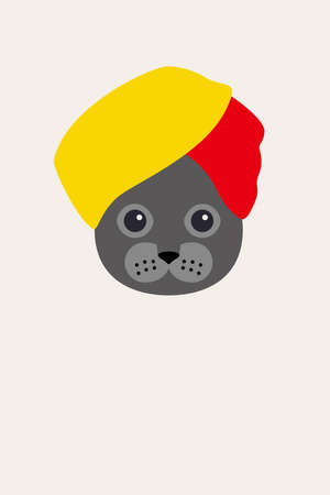 A cat wear a India hat, fashion portrait of catのイラスト素材