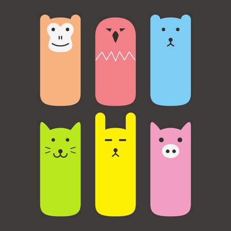 Animal face label icon design setのイラスト素材