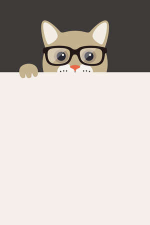 British shorthair cat wear a glasses like a teacher, fashion portrait of catのイラスト素材
