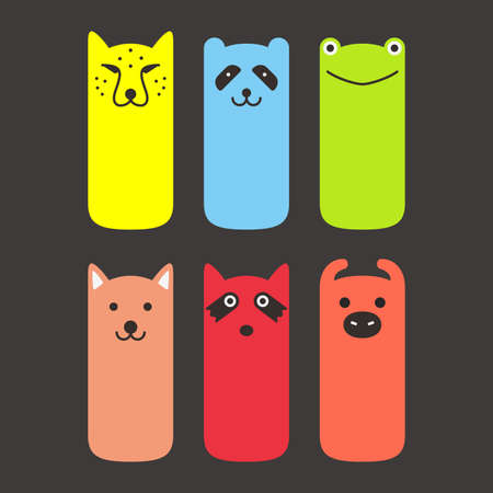 Animal face label icon design setのイラスト素材