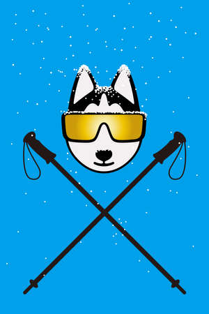 Gentlemen dog wear glasses like a snowman, Fashion portrait of sport dogのイラスト素材