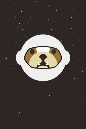 Gentlemen dog wear space hat like a man, Fashion portrait of dogのイラスト素材
