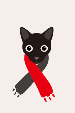 gentlemen cat wear a claw scarf like a man, Fashion portrait of catのイラスト素材