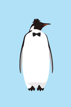 Cute penguin wear a hat and a tieのイラスト素材