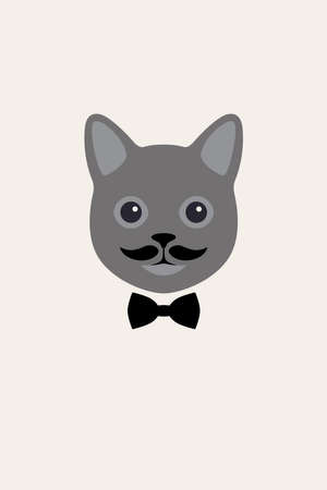 Gentlemen cat wear glasses, Fashion portrait of catのイラスト素材