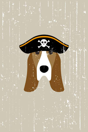 Dog wear pirate hat like a man, Fashion portrait of dogのイラスト素材