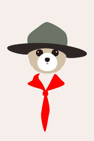 Gentlemen dog wear a hat and a red scarf like a man, Fashion portrait of dogのイラスト素材