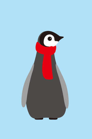 Cute penguin baby wearing a scarfのイラスト素材