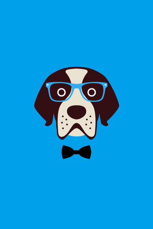 Gentlemen dog wear glasses and bowknot like a man, Fashion portrait of dogのイラスト素材
