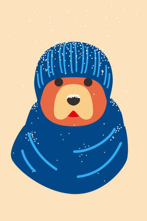 Snow day, Gentlemen dog wear shawl like a man, Fashion portrait of dogのイラスト素材