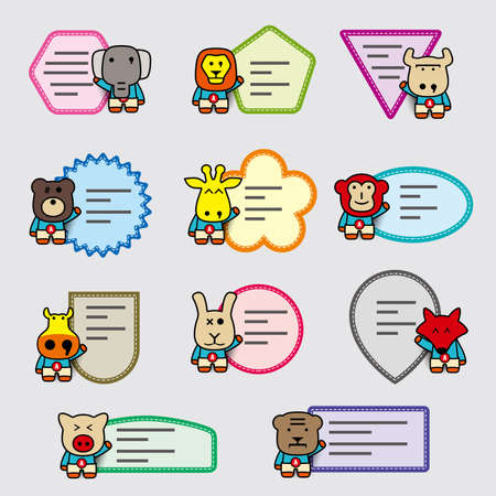 cute animal label set, stickerのイラスト素材