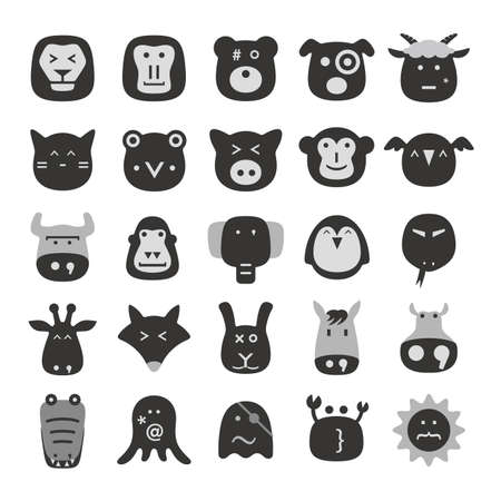 Animal face flat icon, Vectorのイラスト素材