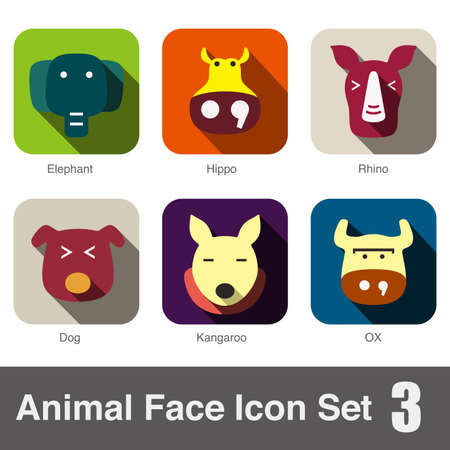 Animal face flat icon, Vectorのイラスト素材
