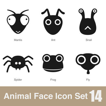 Animal face flat design icons, Vector black illustrationのイラスト素材