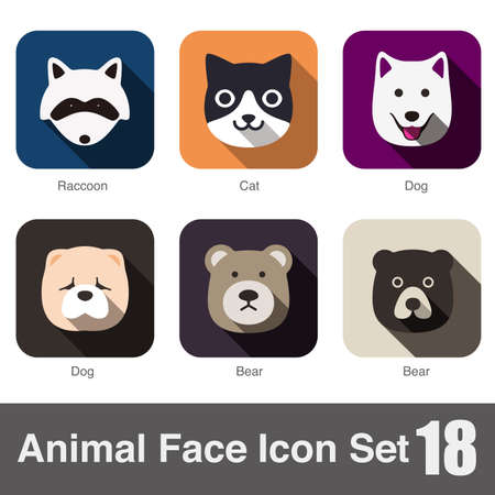 Animal face flat icon, Vectorのイラスト素材