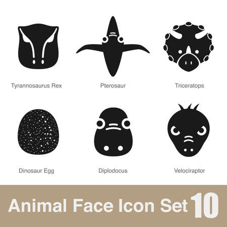 Animal face flat design icons, Vector black illustrationのイラスト素材