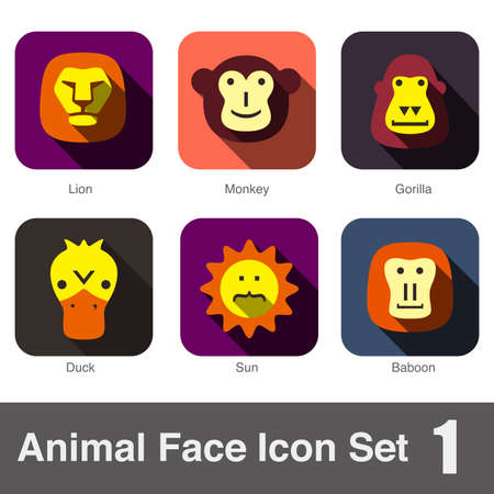 Animal face flat icon, Vectorのイラスト素材