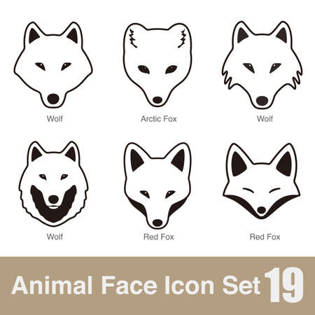Animal face flat design icons, Vector black illustrationのイラスト素材
