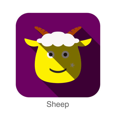 goat sheep face flat icon design. Animal icons series.のイラスト素材