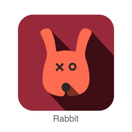 Rabbit face flat icon design. Animal icons series.のイラスト素材