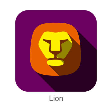 Lion, Cat breed face cartoon flat icon designのイラスト素材