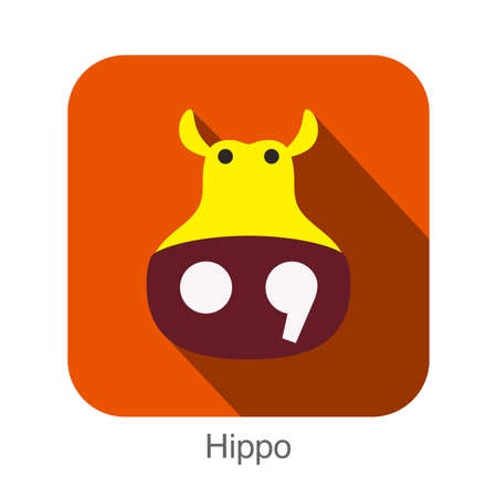 hippo face flat icon design. Animal icons series.のイラスト素材