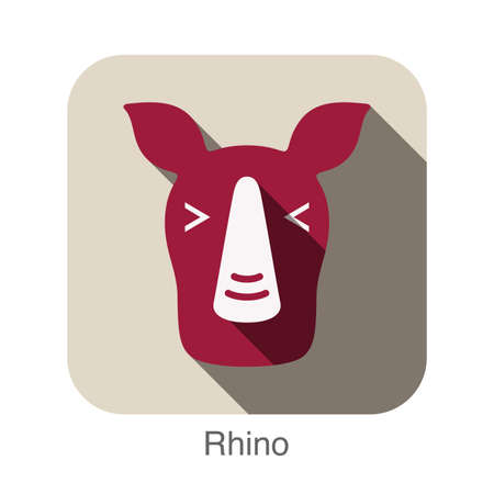 Rhino animal face flat designのイラスト素材