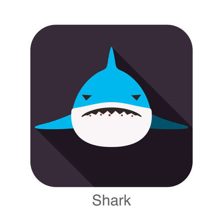 Shark animal face flat design, vectorのイラスト素材