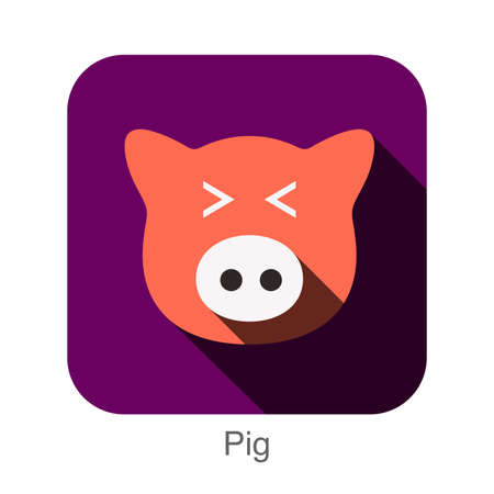 pig face flat icon design. Animal icons series.のイラスト素材