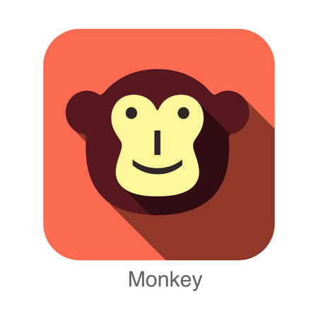 monkey face flat icon design. Animal icons series.のイラスト素材