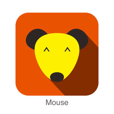 Mouse face flat icon design. Animal icons series.のイラスト素材