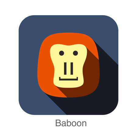 baboon flat icon design. Animal icons series.のイラスト素材