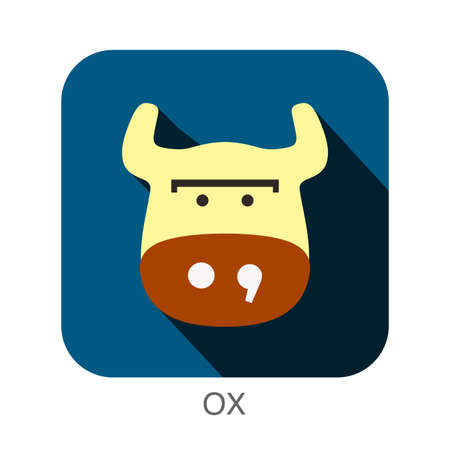 cow face flat icon design. Animal icons series.のイラスト素材